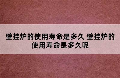 壁挂炉的使用寿命是多久 壁挂炉的使用寿命是多久呢